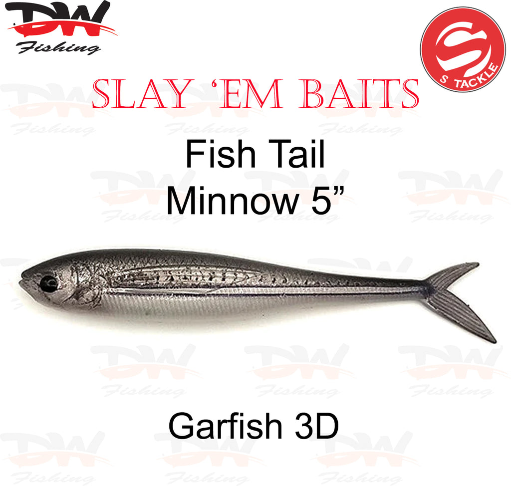 S Tackle 5 inch Fish Tail Minnow 3D soft plastic lure Colour Garfish 3D