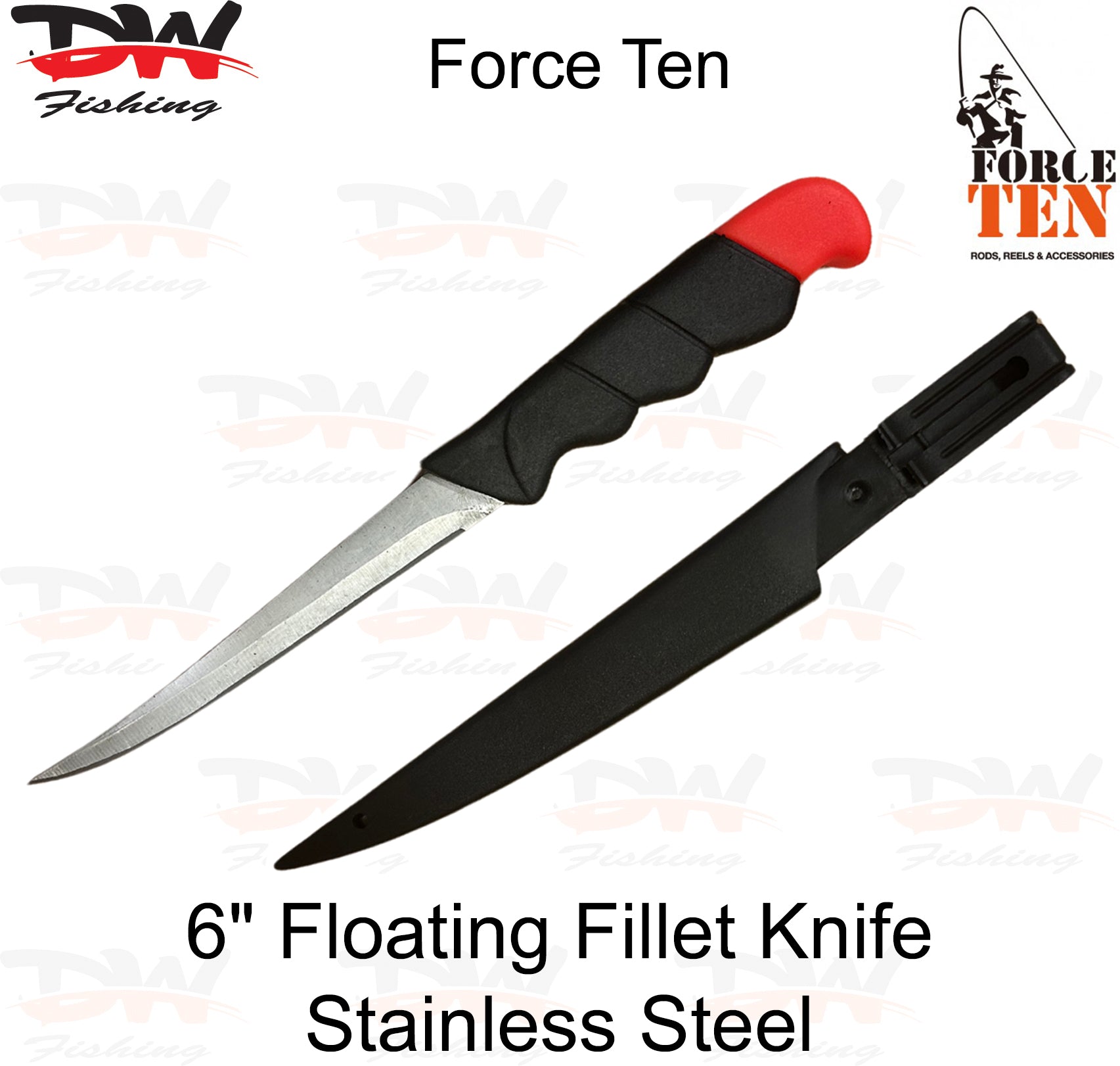 Force Ten brand fish fillet knife 15cm blade length with protective sheath
