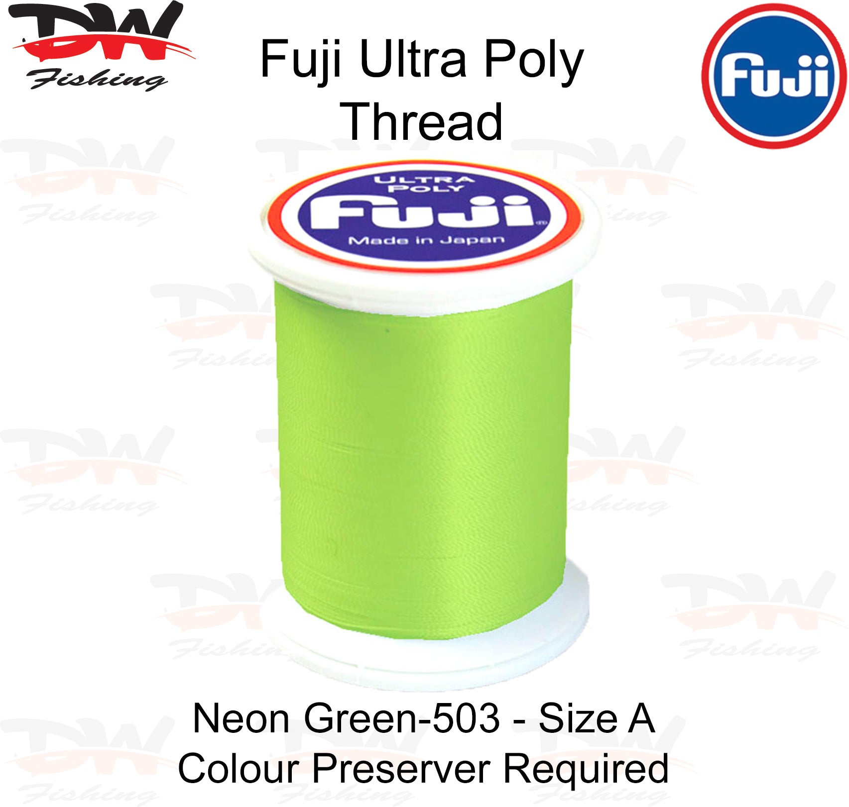 Fuji Poly thread Regular Fuji Ultra poly thread size A colour Neon Green 503