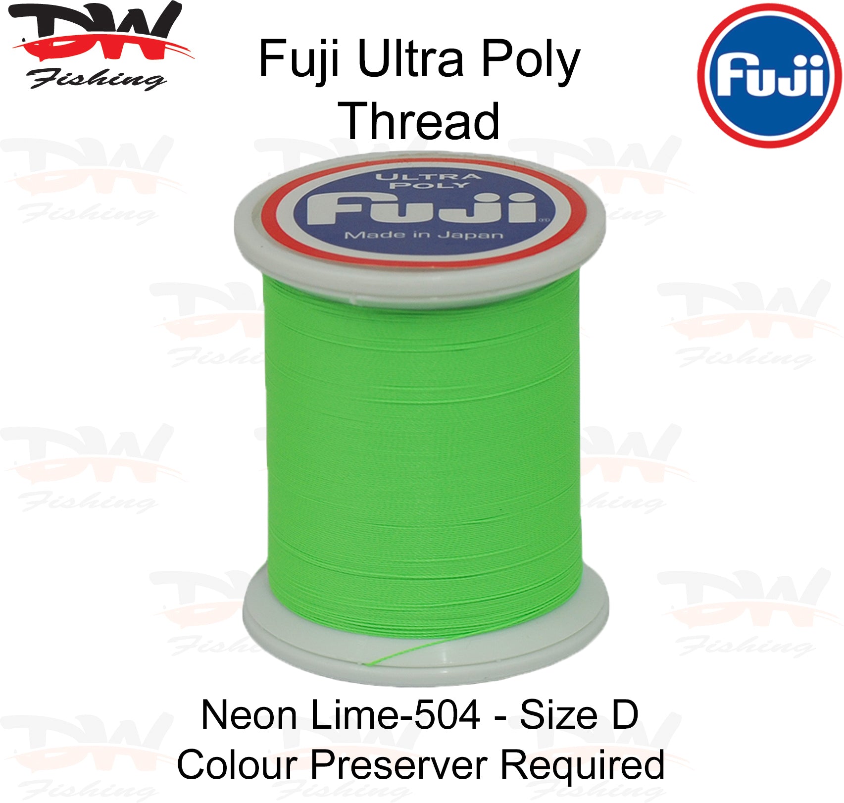 Fuji Poly thread Regular Fuji Ultra poly thread size D colour Neon Lime 504