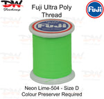 Load image into Gallery viewer, Fuji Poly thread Regular Fuji Ultra poly thread size D colour Neon Lime 504
