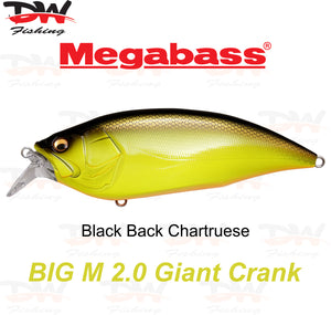 Megabass Big-M 2.0 floating hard body diving lure- single lure colour Black Back Chartruese
