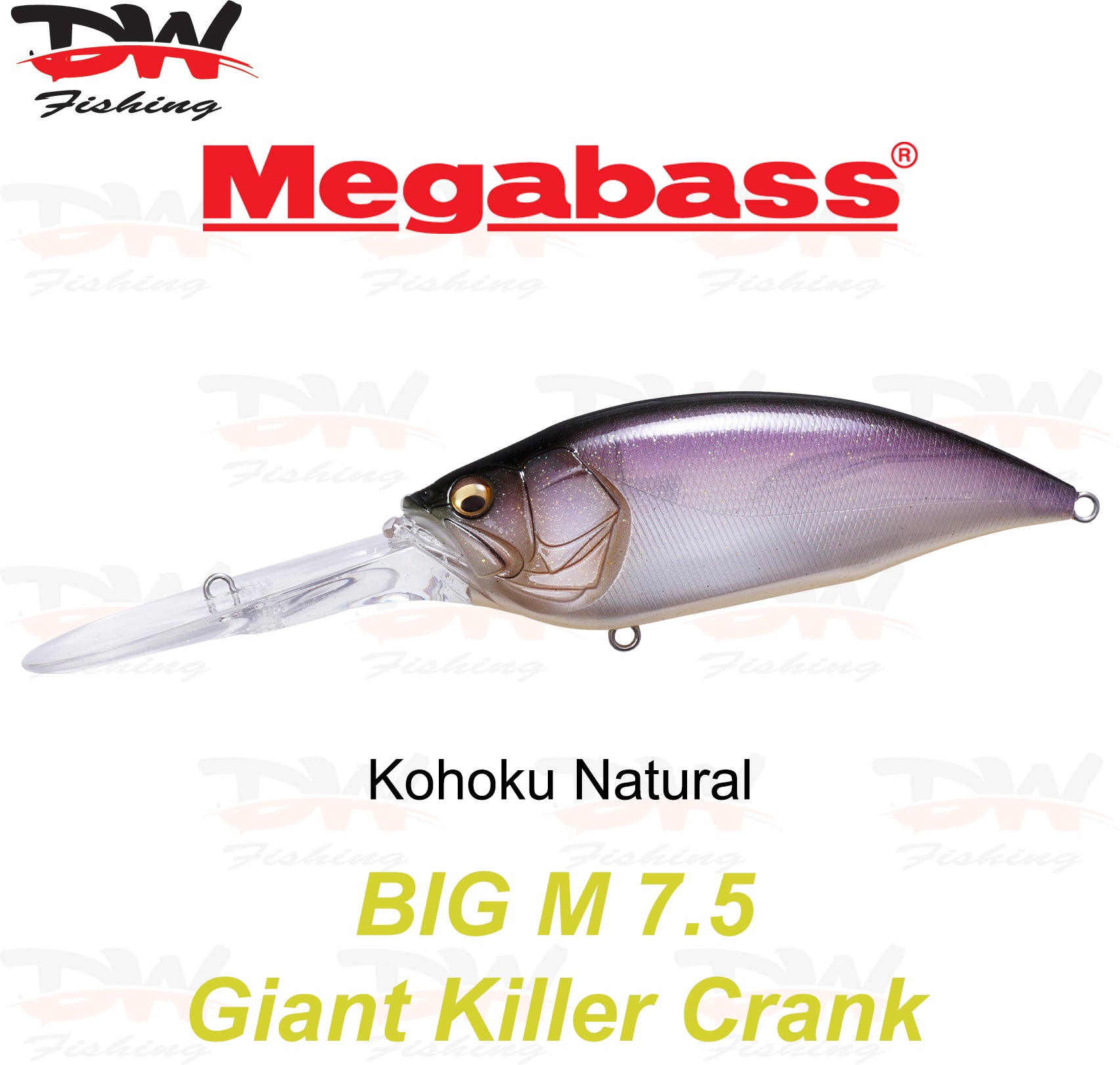 Megabass Big-M 7.5 floating hard body diving lure- single lure colour Kohoku Natural
