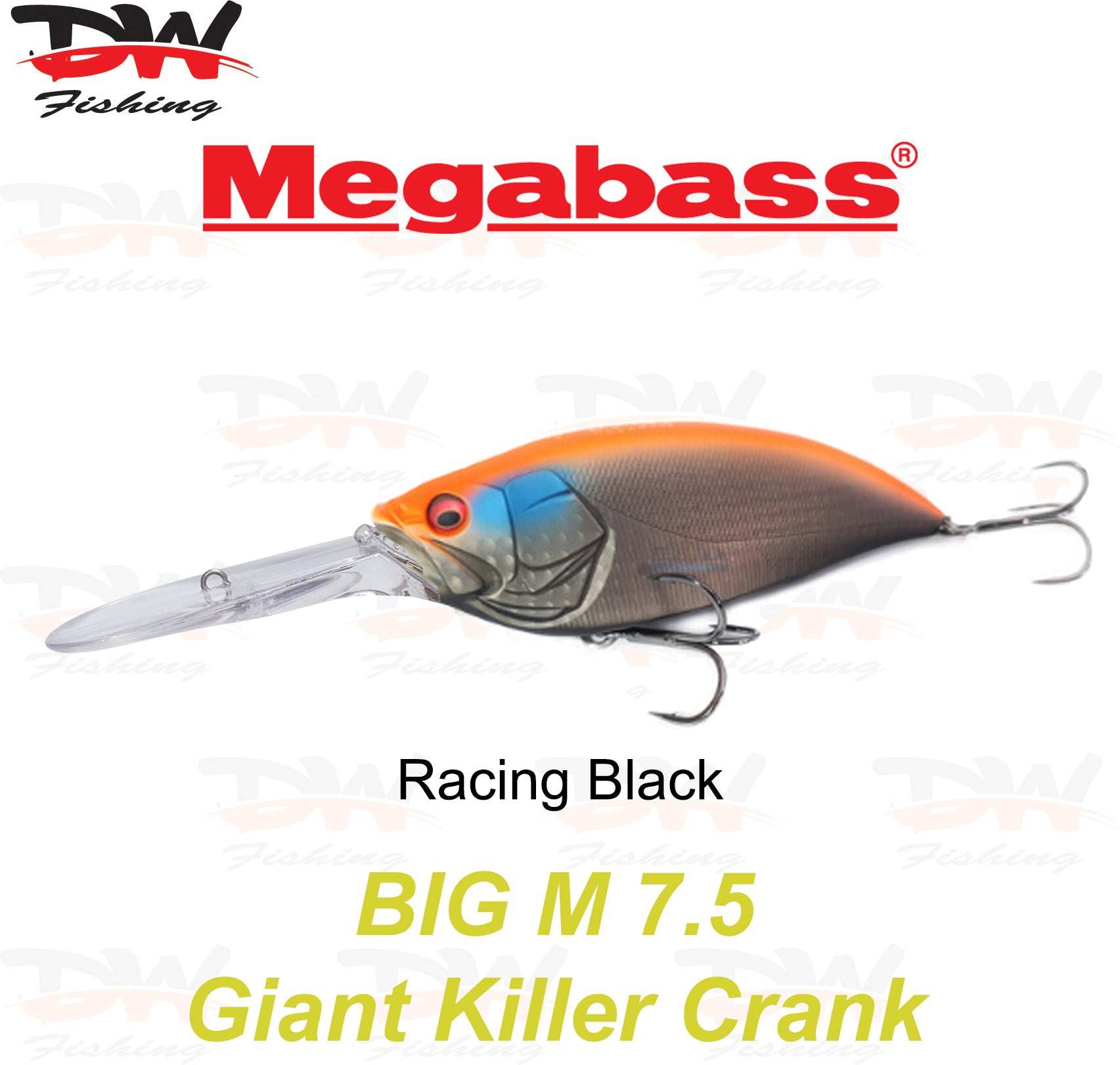 Megabass Big-M 7.5 floating hard body diving lure- single lure colour Racing Black