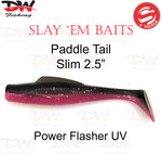 Load image into Gallery viewer, S Tackle 2.5 inch paddle tail slim soft plastic lure Colour Power Flasher UV
