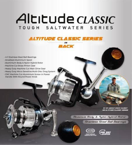 Pioneer Altitude Claassic Tough Saltwater series spinning reel cover image with writing