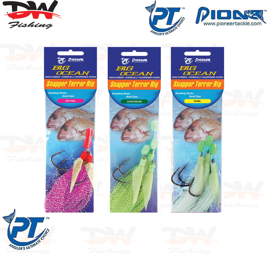 Snapper snatcher by Pioneer Tackle Big Ocean snapper terror rig group of 3 colours with logos