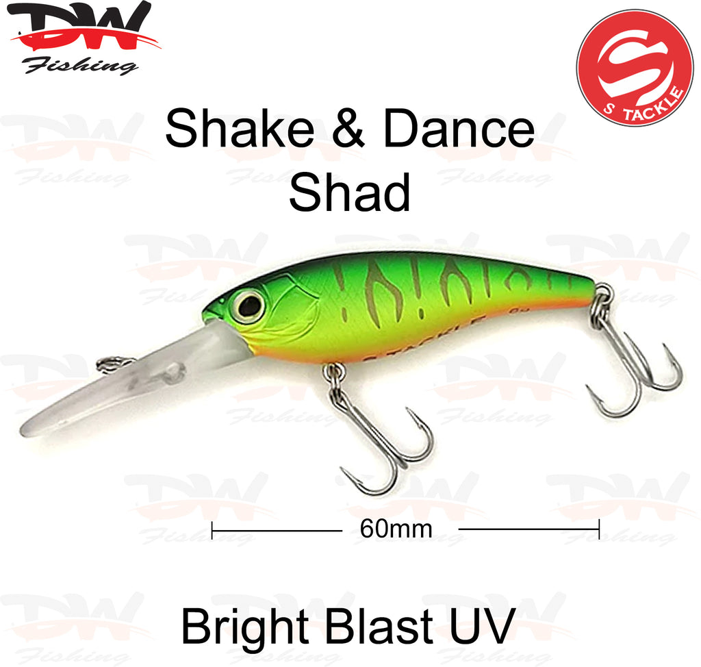 The Shake and Dance Hard Body 60mm lure colour is Bright Blast UV