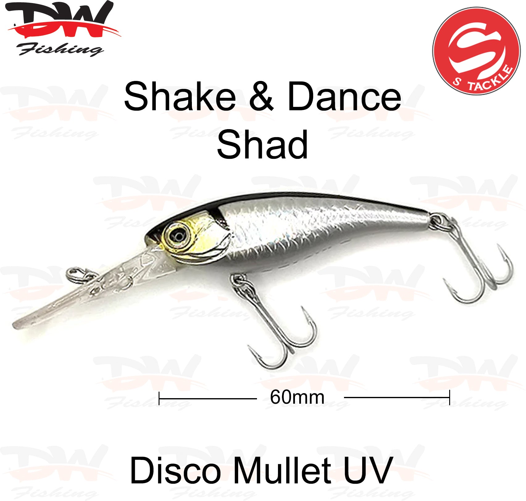 The Shake and Dance Hard Body 60mm lure colour is Disco Mullet UV