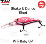 Load image into Gallery viewer, The Shake and Dance Hard Body 60mm lure colour is Pink Baby UV
