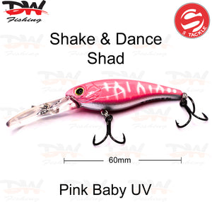 The Shake and Dance Hard Body 60mm lure colour is Pink Baby UV