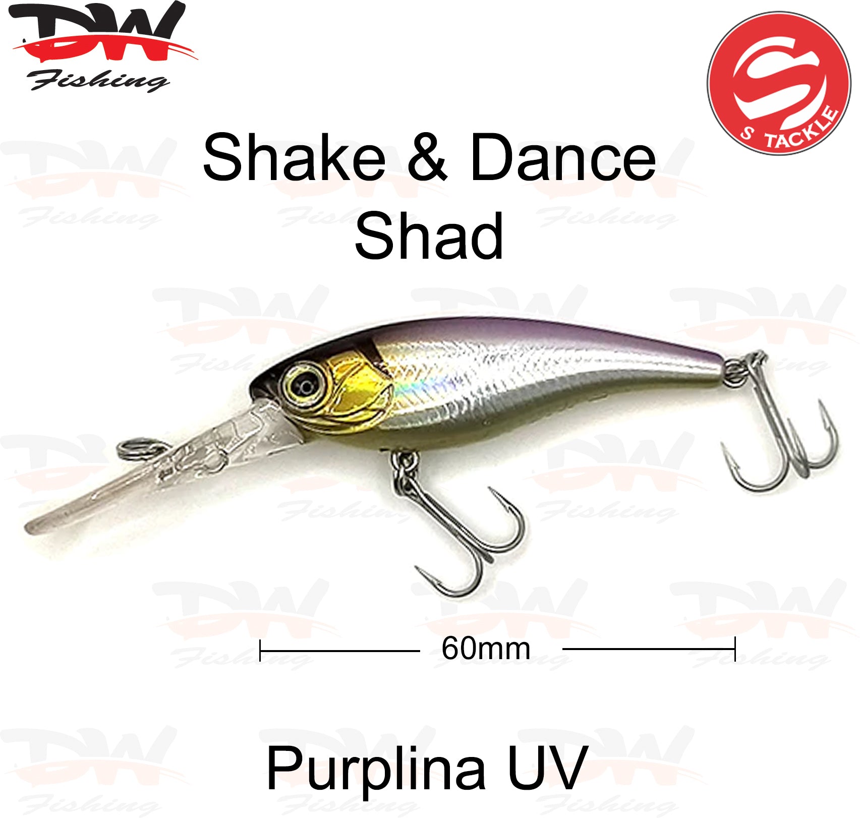 The Shake and Dance Hard Body 60mm lure colour is Purplina UV
