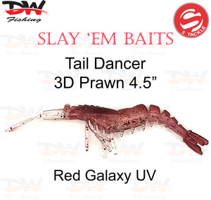 S Tackle 3D tail Dancer prawn lure 4.5 inch Imitation soft plastic lure Colour Red Galaxy UV