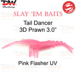Load image into Gallery viewer, S Tackle 3D tail Dancer prawn lure 3.0 inch Imitation soft plastic lure Colour Pink Flasher UV
