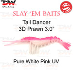 Load image into Gallery viewer, S Tackle 3D tail Dancer prawn lure 3.0 inch Imitation soft plastic lure Colour Pure White Pink UV
