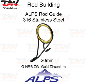 ALPS Rod Guide High Rise Black 316 Stainless Steel Frame Gold Zirconium Eye