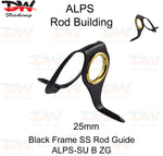 Load image into Gallery viewer, ALPS SU heavy conventional stand up rod guide SUSB-ZG black 316 Stainless Steel framed Guide with gold Zirconium insert ring single 25mm
