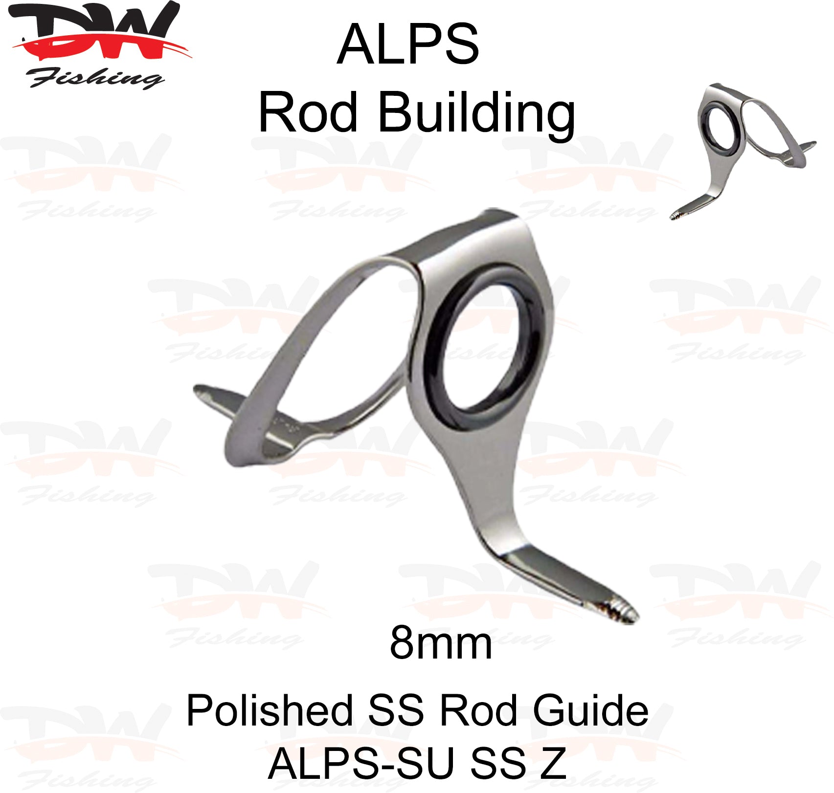 ALPS SU heavy conventional stand up rod guide SUSS-Z 316 Stainless Steel Guide with Zirconium insert ring single 8mm