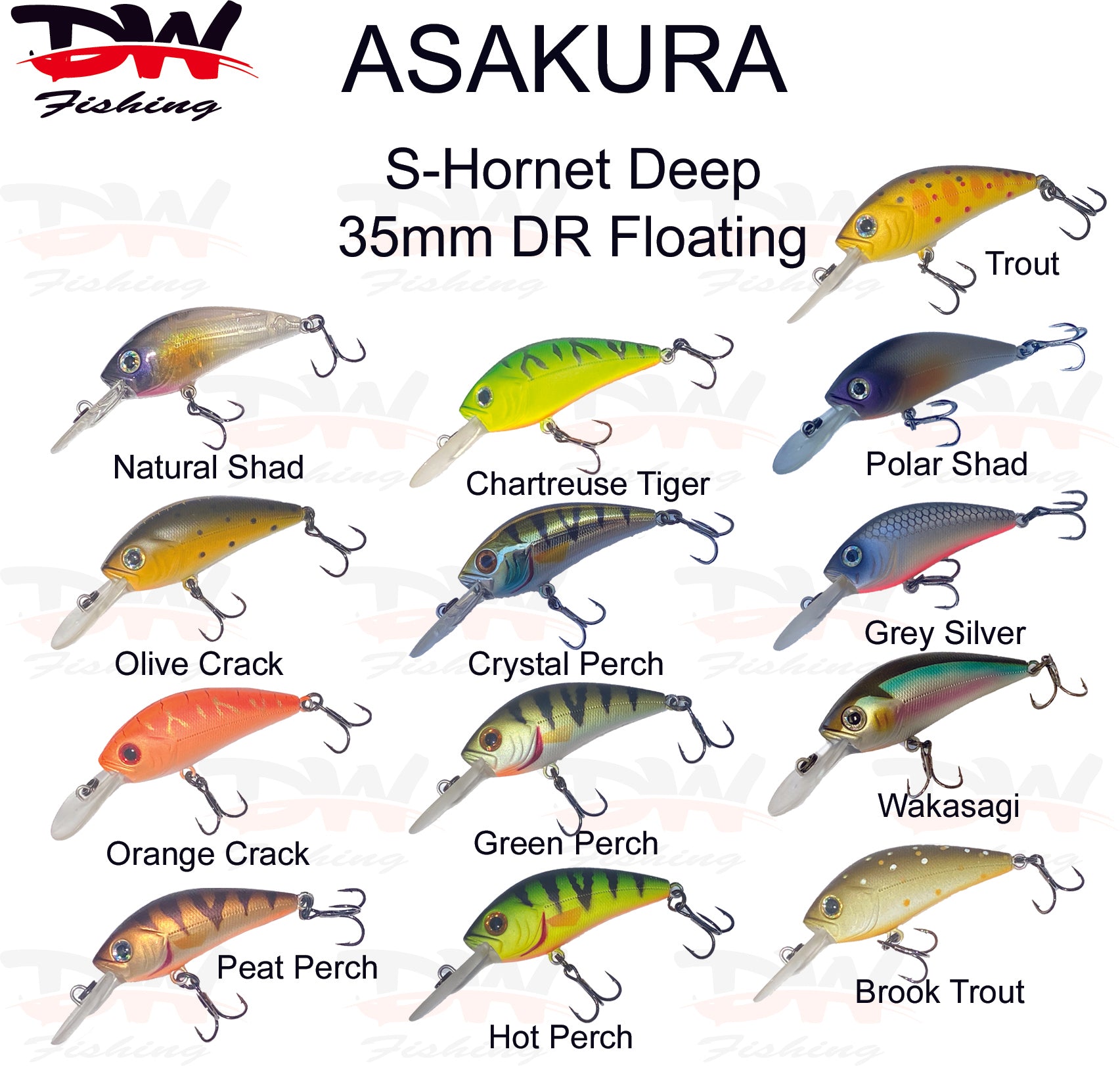 Asakura S-Hornet 3DR-Floating lure group of colours available