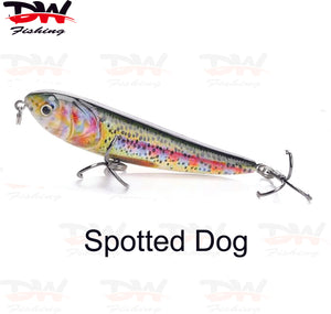 Walk the dog surface lure Aussie dog topwater 70mm single lure Spotted dog is the colour name