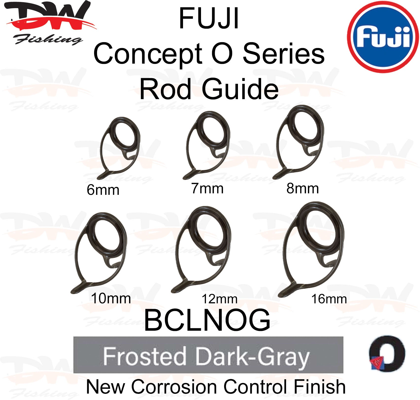 Fuji BCLNOG rod guide light class stainless steel frosted black frame running guide group