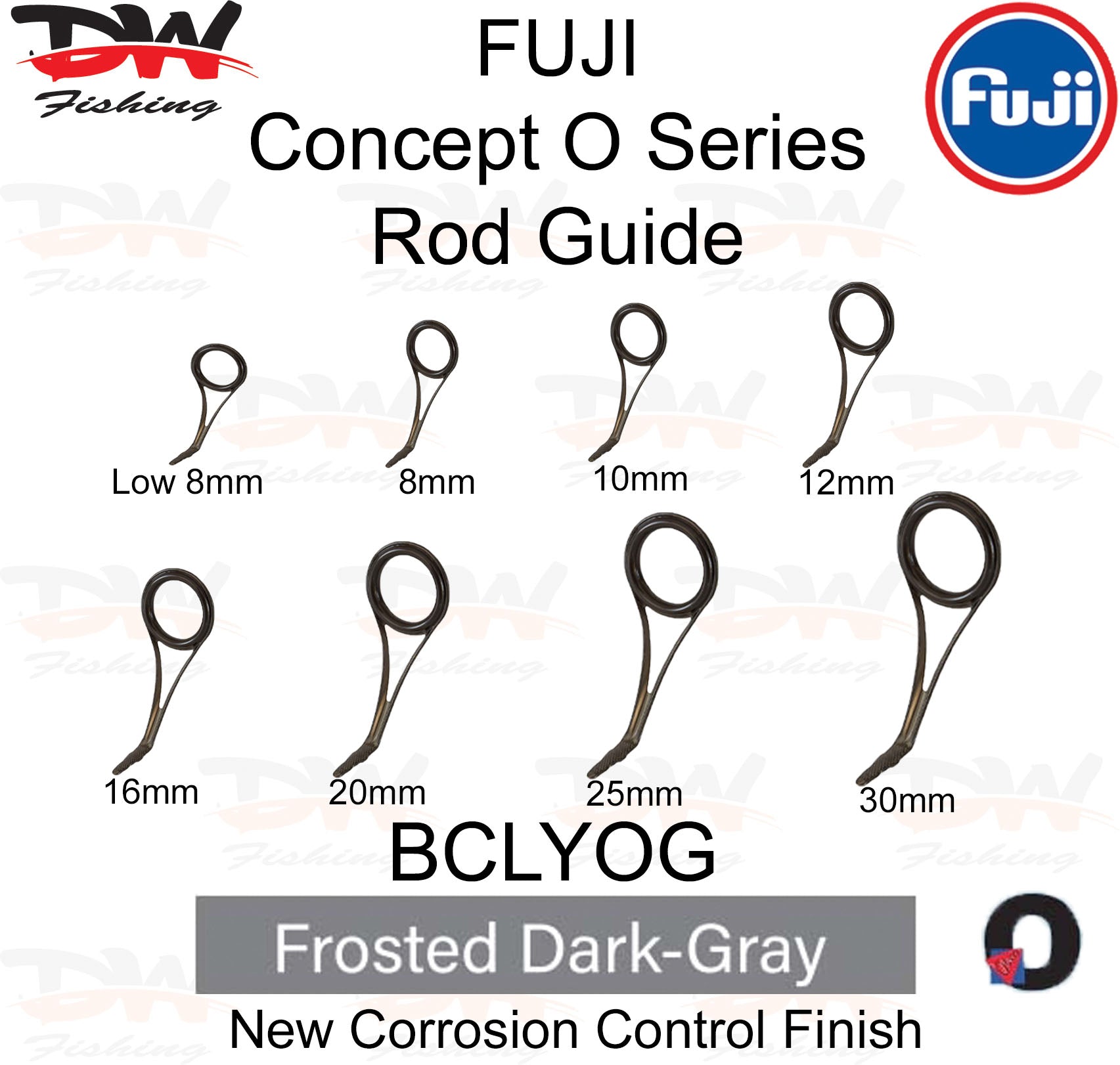 Fuji Rod Guide BCLYOG frosted silver white stainless steel frame fishing rod guide group