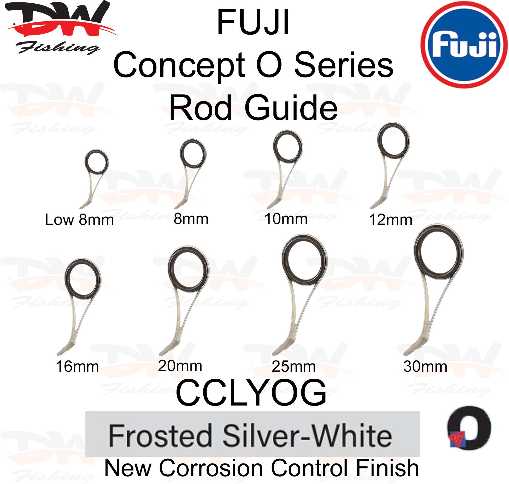 Fuji Rod Guide CCLYOG frosted silver white stainless steel frame fishing rod guide group