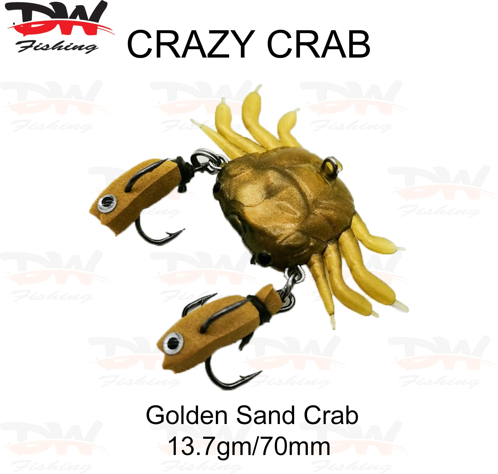 Soft Plastic Crazy Crab 70mm Lure Imitation Golden sand crab