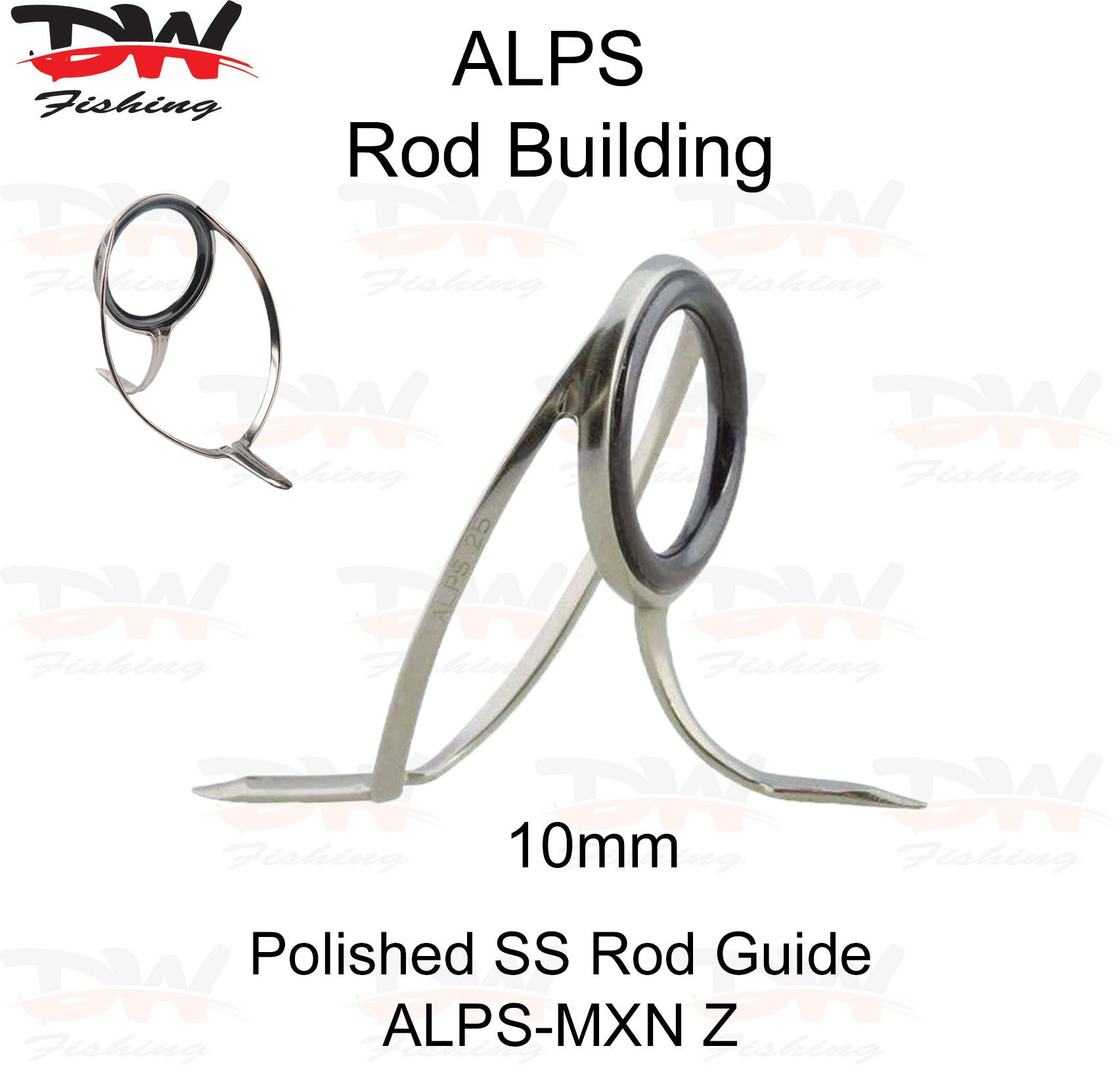 ALPS MXN polished stainless steel guide 10mm with Zirconium insert ring