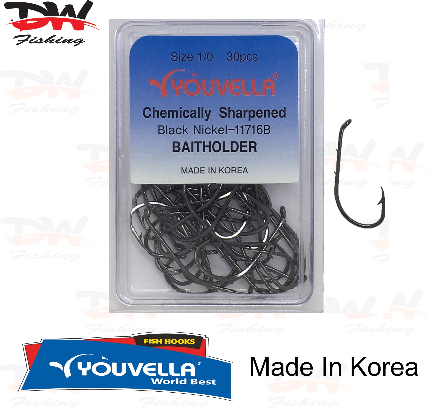 YOUVELLA Octy Hook 5/0 - 7 Pack - Size #5 Fishing Hooks