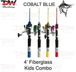 Load image into Gallery viewer, Kids 4ft rod &amp; reel Comination set 4 colours Cobalt Blue combo cover
