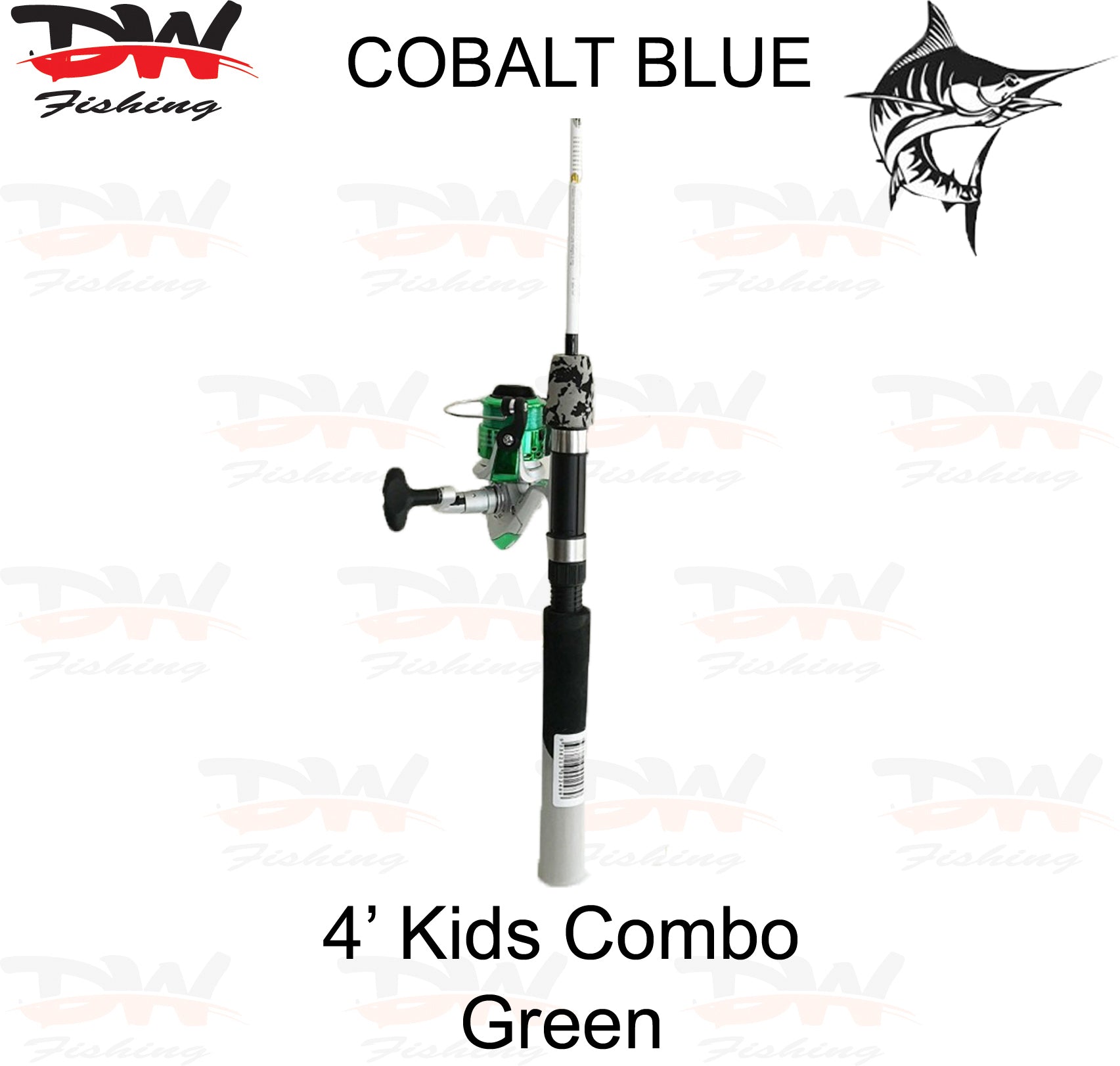 Kids 4ft 2 piece rod & reel Comination set Green colour Cobalt Blue combo