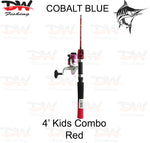 Load image into Gallery viewer, Kids 4ft 2 piece rod &amp; reel Comination set red colour Cobalt Blue combo
