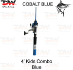 Load image into Gallery viewer, Kids 4ft 2 piece rod &amp; reel Comination set Blue colour Cobalt Blue combo

