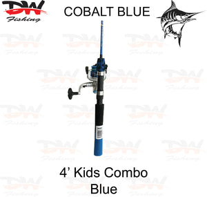 Kids 4ft 2 piece rod & reel Comination set Blue colour Cobalt Blue combo