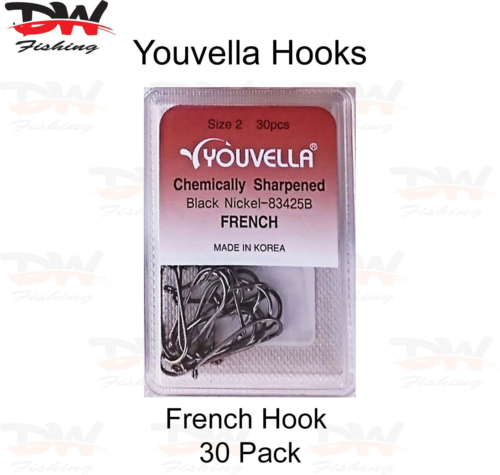 Youvella chemically sharpened French hook, 30 pack