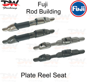 Fuji plate reel seat, delux cushioned reel seat and Corrosion control models in silver and grey