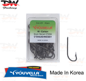 Youvella, 2x strong chemically sharpened O'Shaughnessy hook, 30 pack