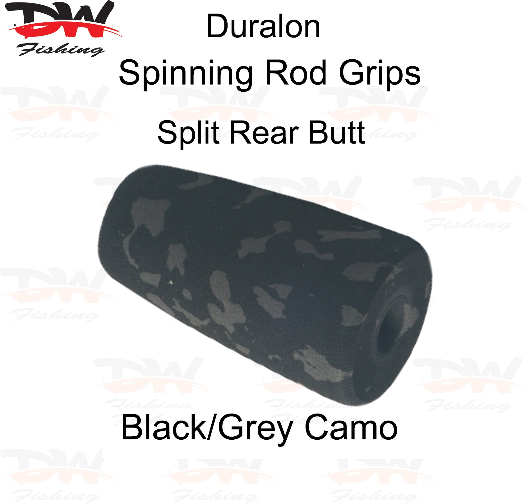 Duralon shaped rod grip in Camo EVA for spinning or casting rods pre shaped duralon Split Butt Camo Black/Grey