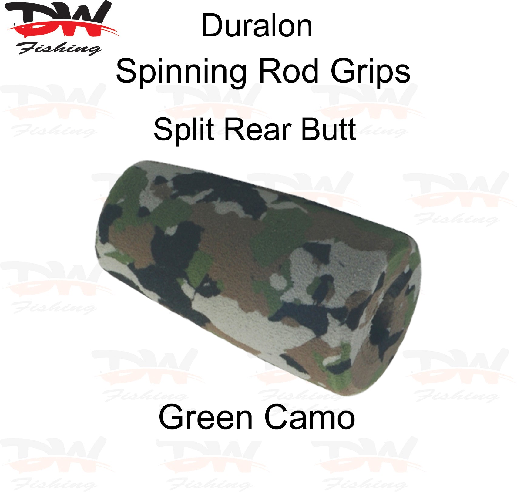 Duralon shaped rod grip in Camo EVA for spinning or casting rods pre shaped duralon Split Butt Camo Green