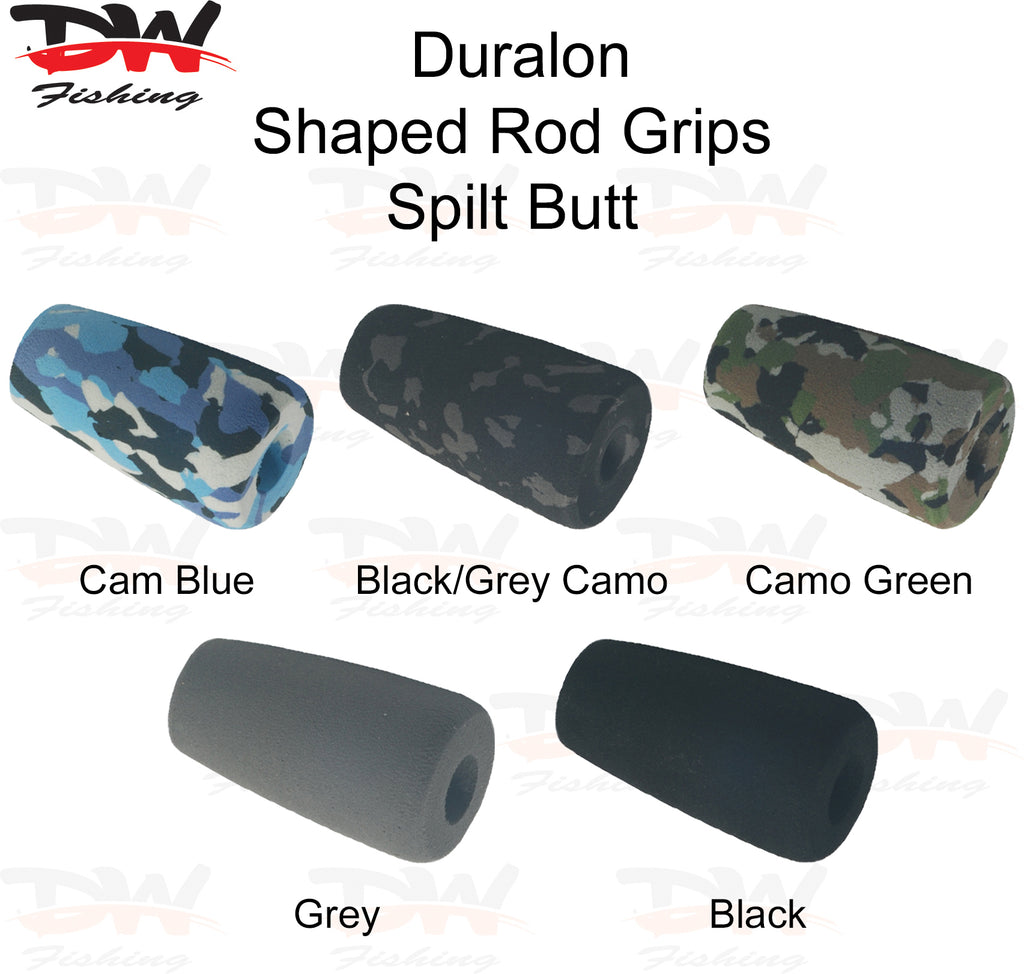 Duralon shaped rod grip in Black and Camo EVA for spinning or casting rods  pre shaped duralon Split Butt group 