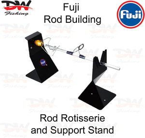 Fuji Rod Drying Rotisserie with support stand combination in use whith part rod blank, Fuji rod building