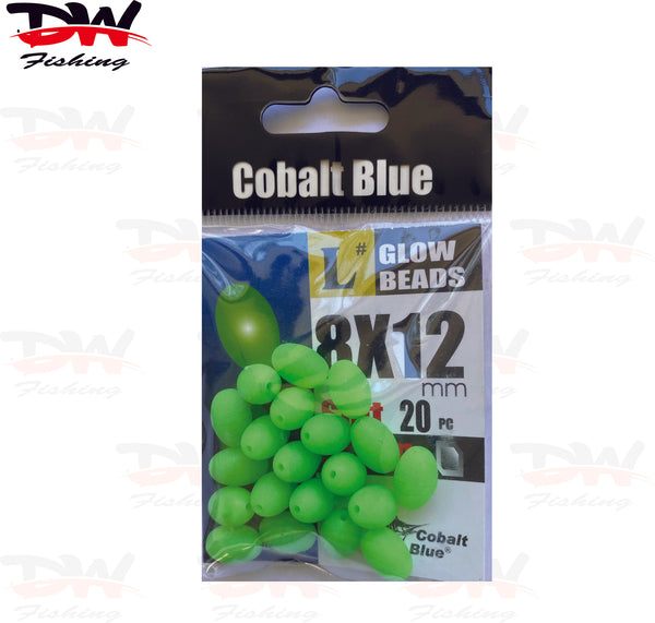 Cobalt Blue Glow Beads, Fish Attractant, Soft Green Fishing Glow Beads S,  M, L