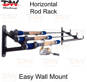 Horizontal wall mount rod holder system with rods