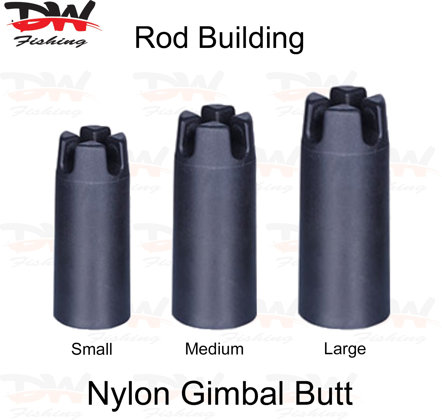 Rod Building Component Nylon Gimbal Butt with Matt Finish collection of 3 sizes