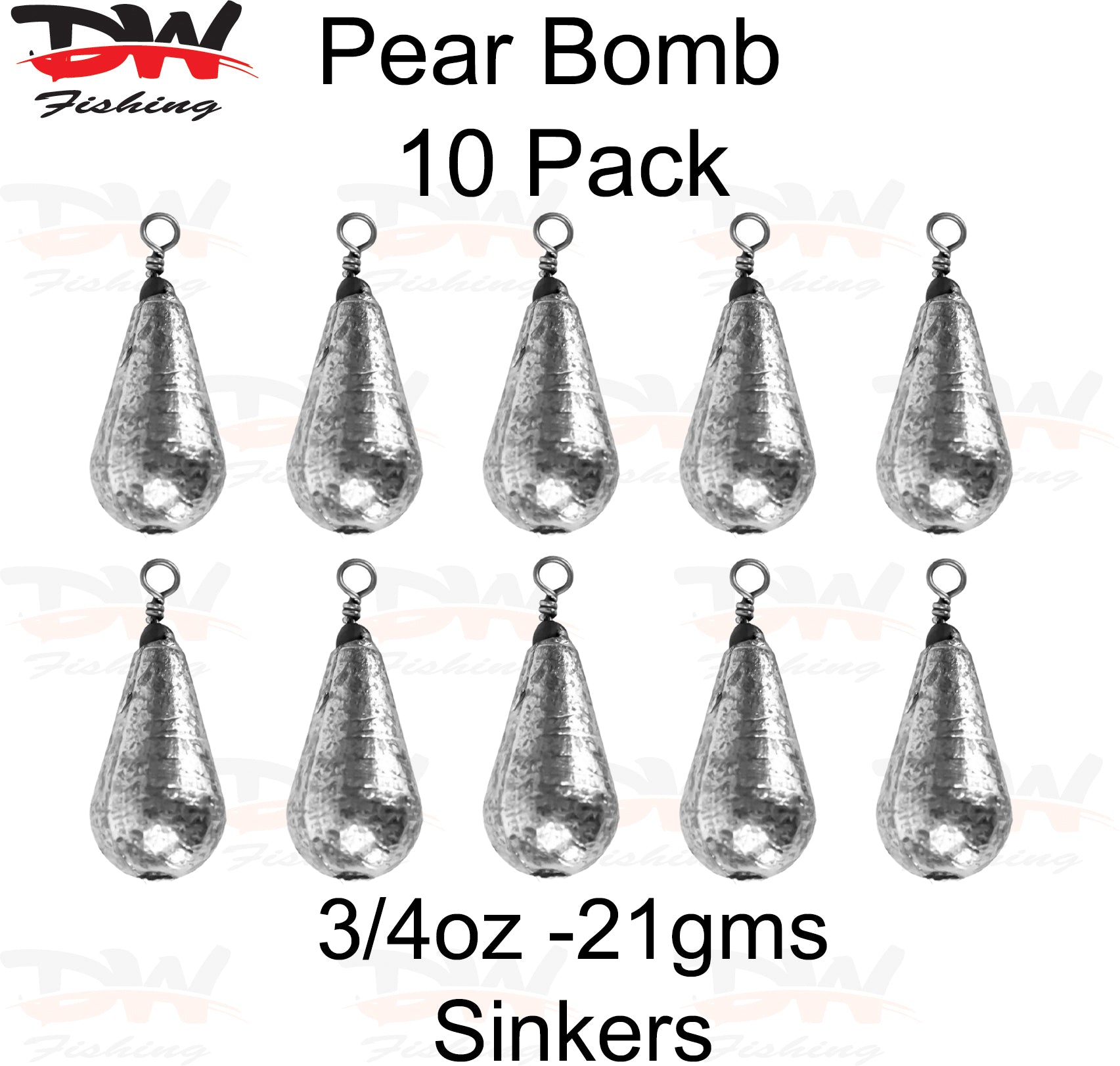 Pear bomb reef sinker 3/4oz-21gms 10 pack