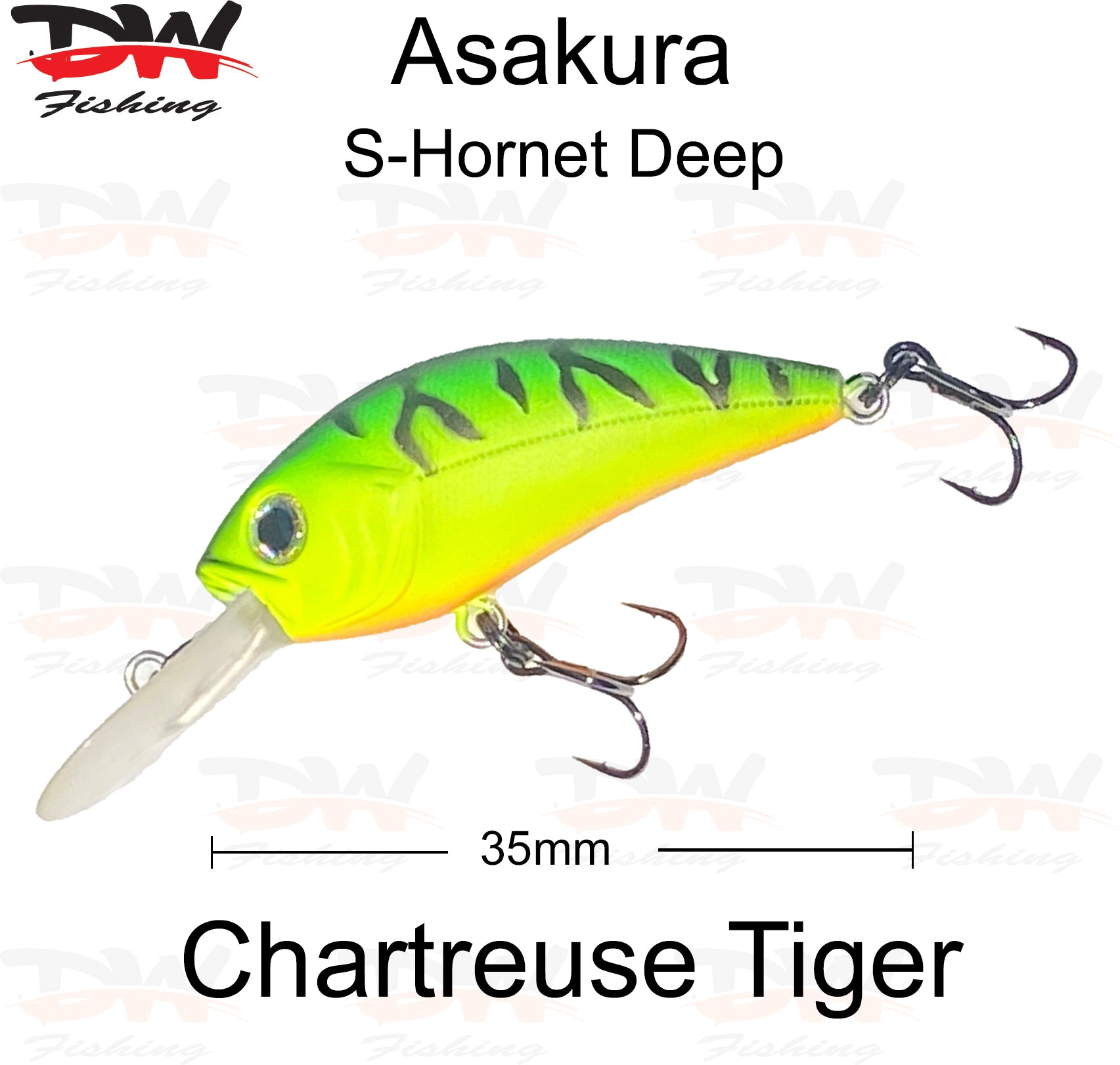 Asakura S-Hornet 3DR-Floating lure colour chartreuse tiger