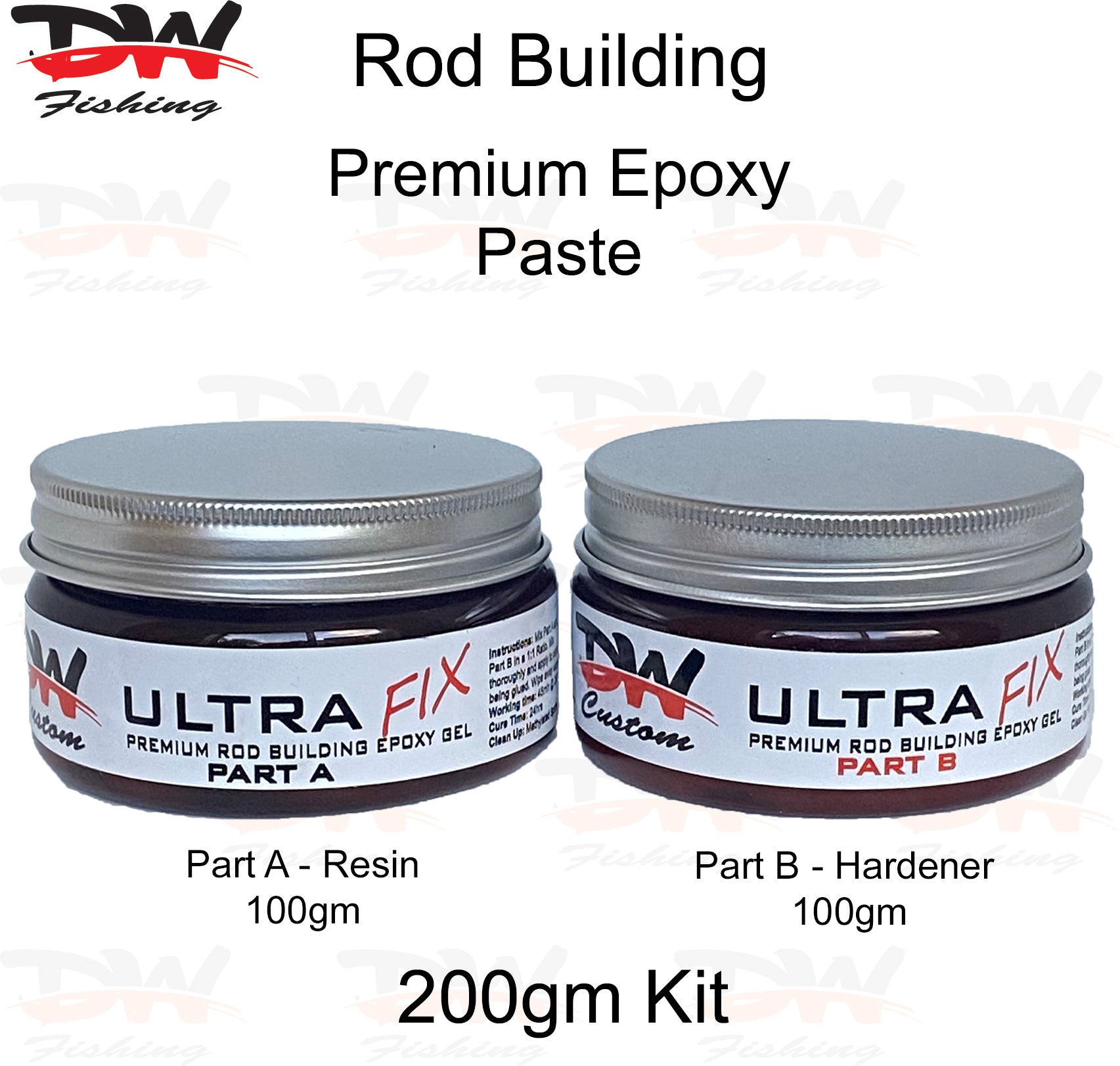 Ultra Fix premium rod building epoxy paste gel 200gm kit 2 part epoxy paste for fishing rod building
