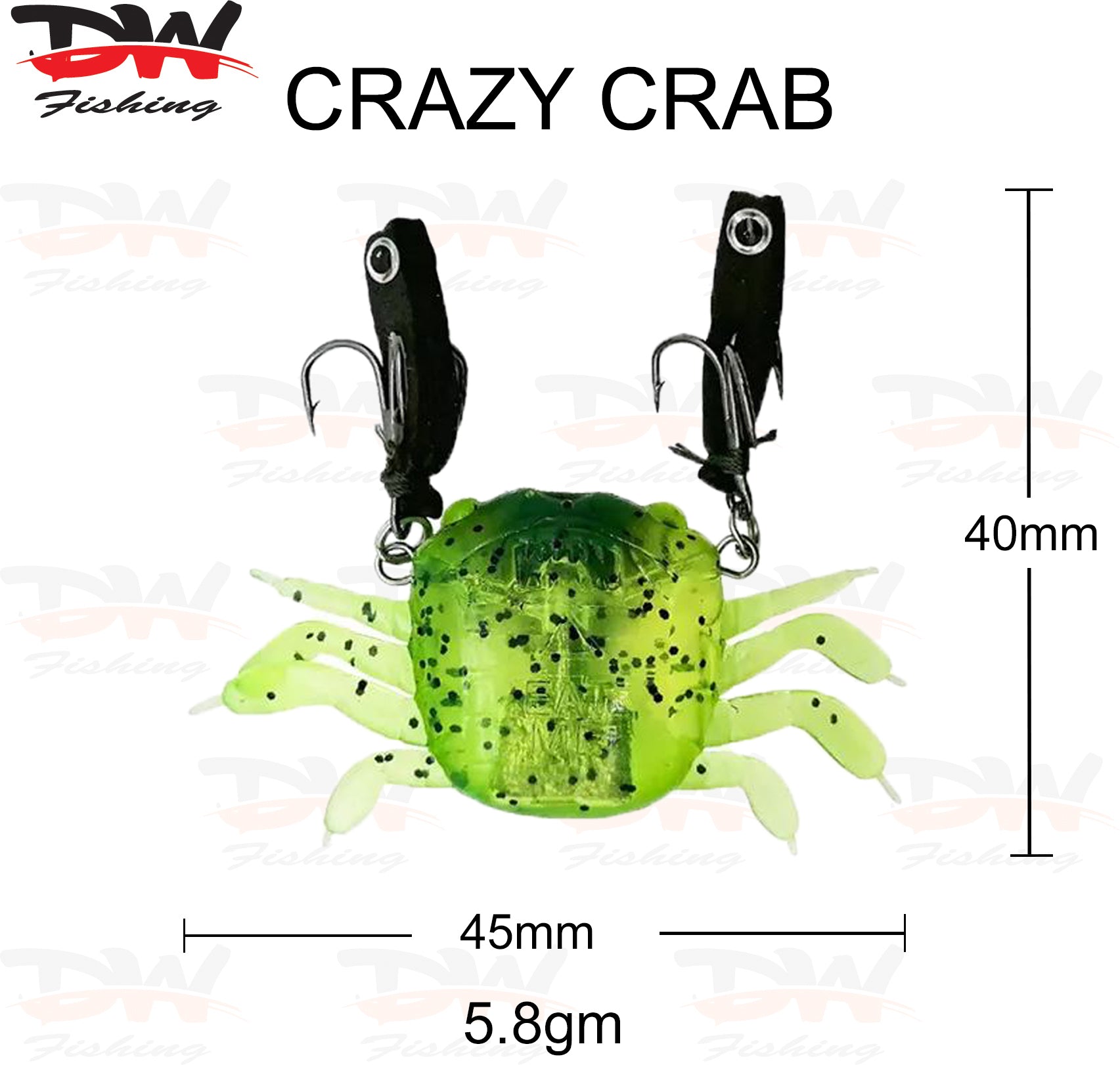 Plastic Crazy Crab 45mm Lure Imitation crab measuring chart